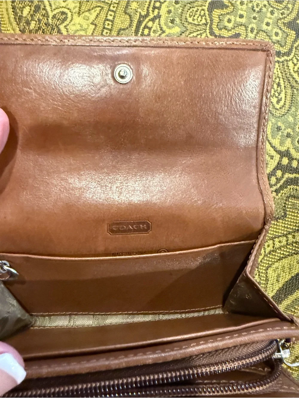COACH Brown Leather Key & Card Holder with Embossed Logo Vintage